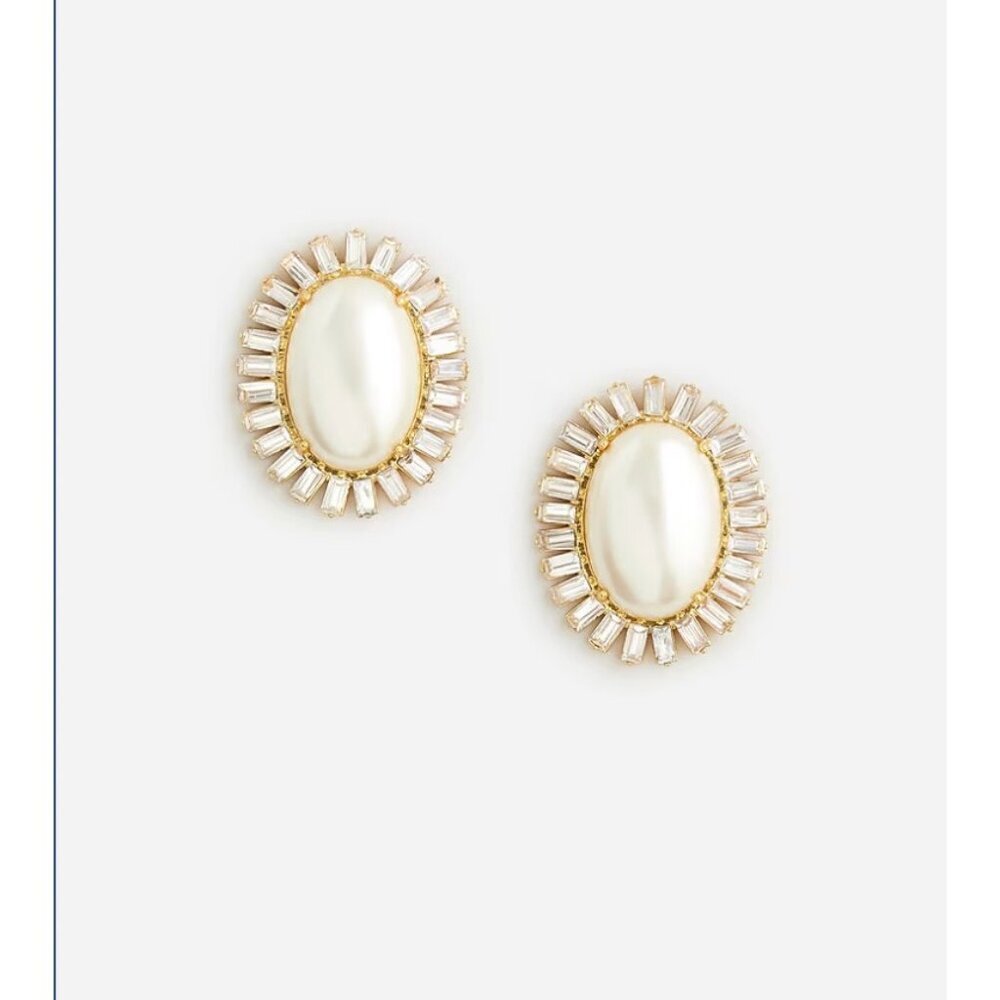 J.Crew Oversized faux-pearl and crystal stud earrings CA133